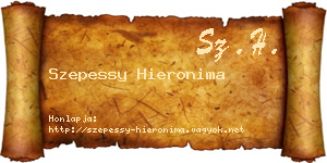 Szepessy Hieronima névjegykártya